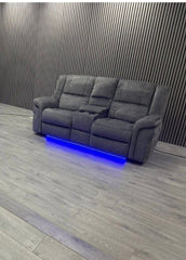 Berlin Fabric Electric Recliner 2 Seater Sofa Grey