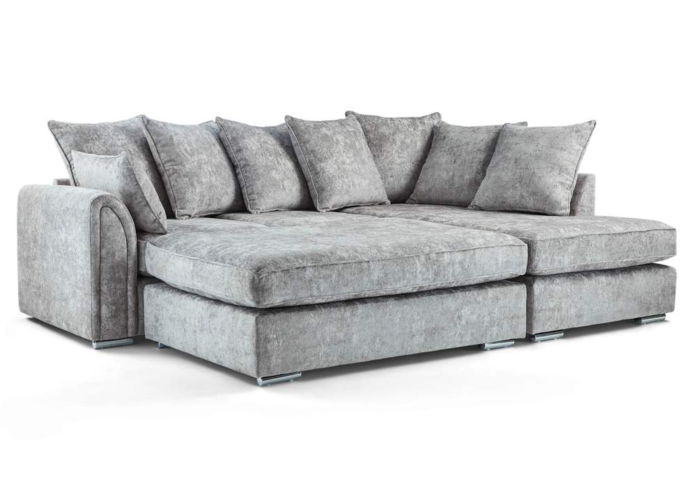 Chiswick Right Hand Facing Corner Sofa with Footstool Silver