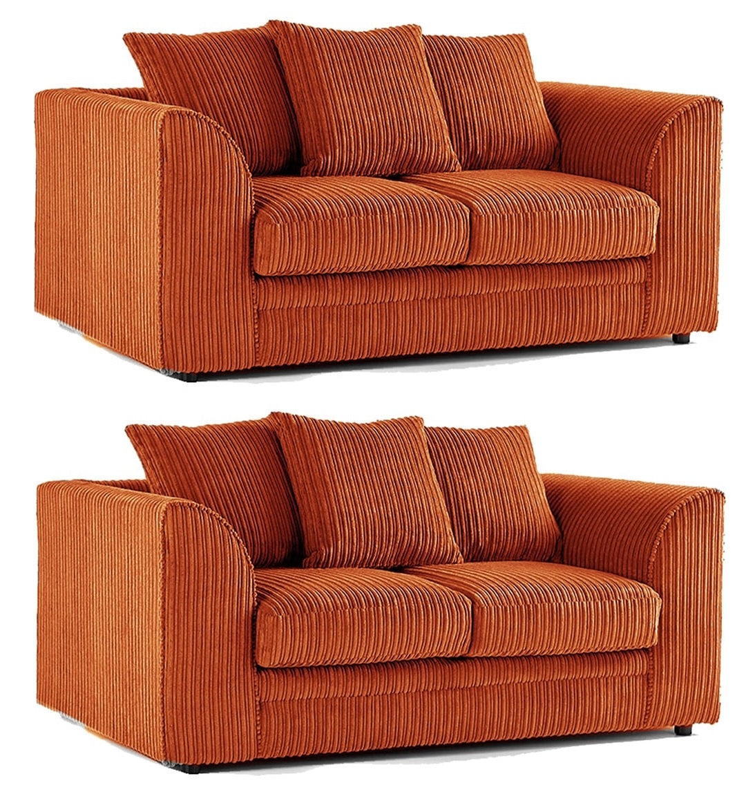Hannah Jumbo Cord Scatter Back 3 Seater, 2Seater, 3+2 Seater Sofa Set, 3+3 Seater, 2+2Seater