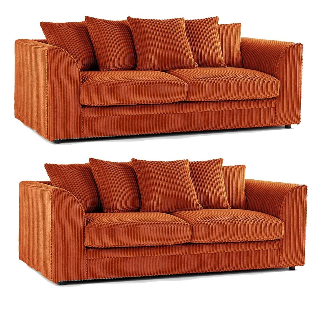 Hannah Jumbo Cord Scatter Back 3 Seater, 2Seater, 3+2 Seater Sofa Set, 3+3 Seater, 2+2Seater