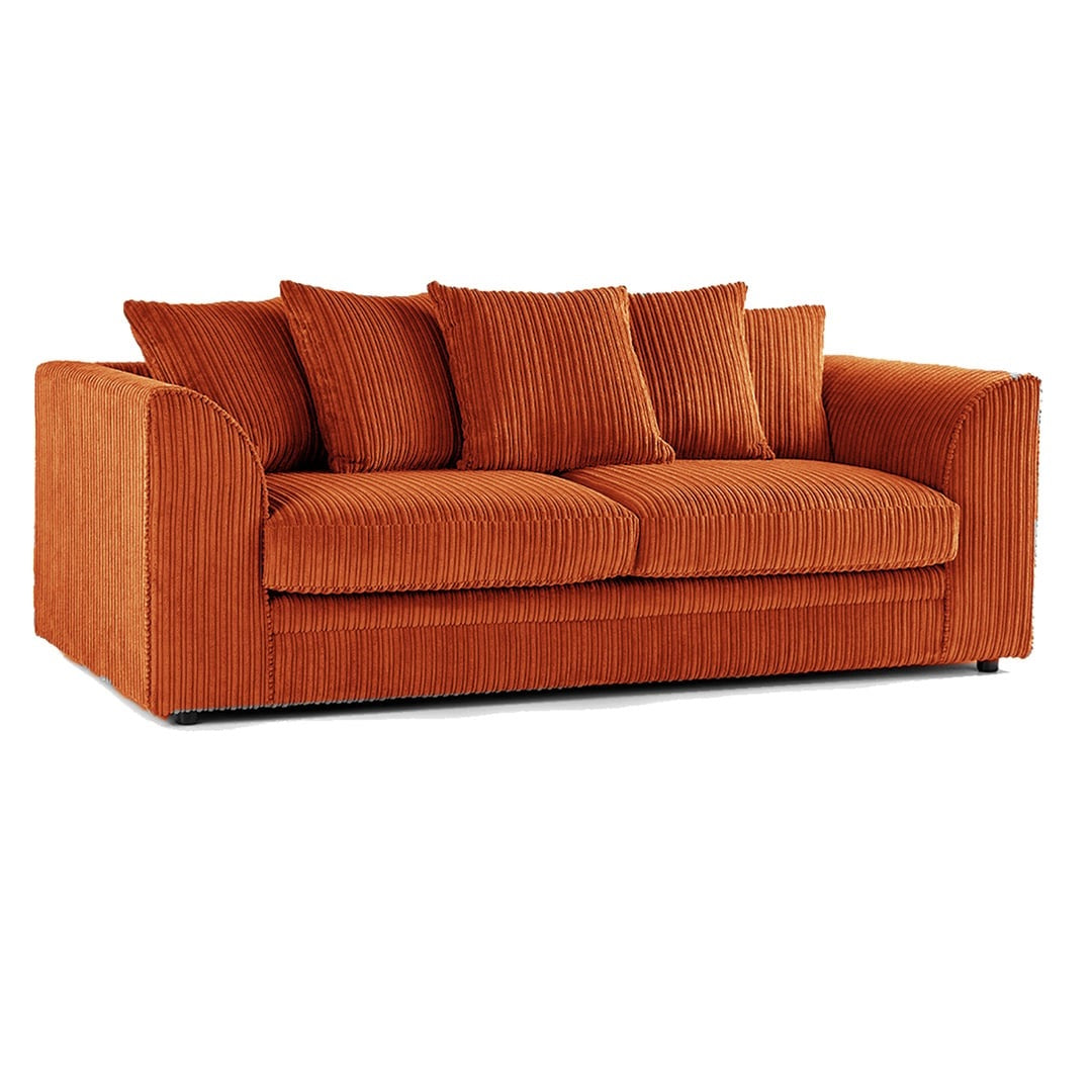 Hannah Jumbo Cord Scatter Back 3 Seater Sofa Orange