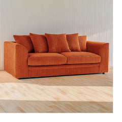 Hannah Jumbo Cord Scatter Back 3 Seater Sofa Orange