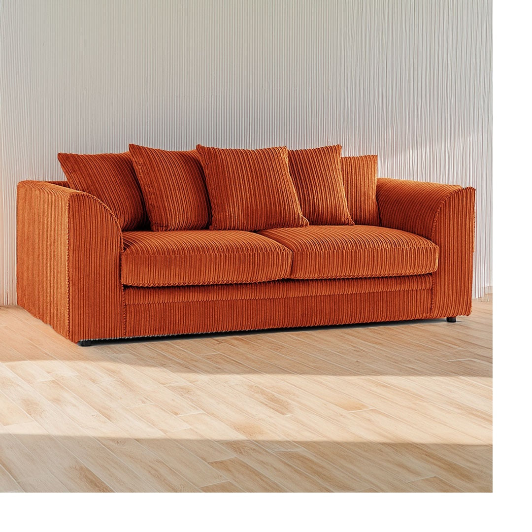 Hannah Jumbo Cord Scatter Back 3 Seater, 2Seater, 3+2 Seater Sofa Set, 3+3 Seater, 2+2Seater