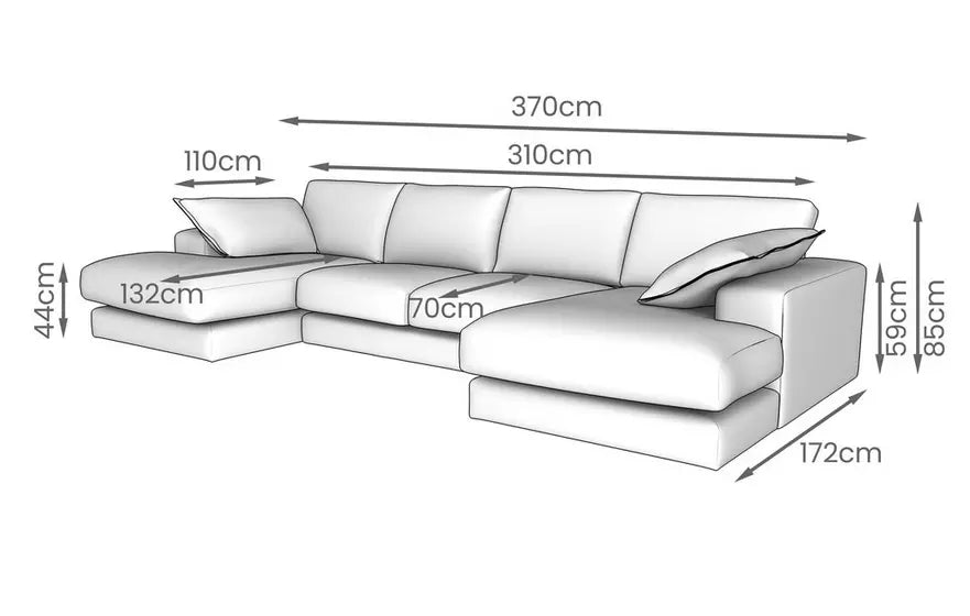Rest Large Double Ended Chaise Sofa Jumbo Cord
