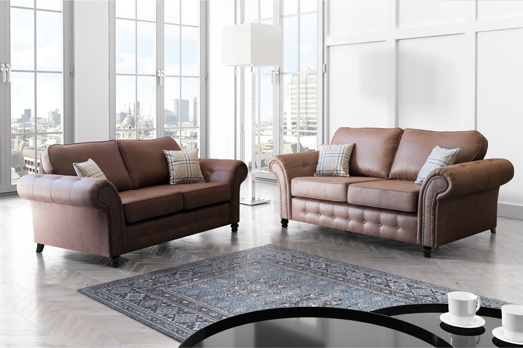 Oakland 3 Seater 2 Seater Sofa Set Black Brown furniture786
