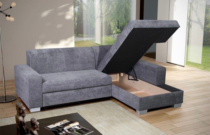 2 Seater Fabric Chaise Sofa Bed