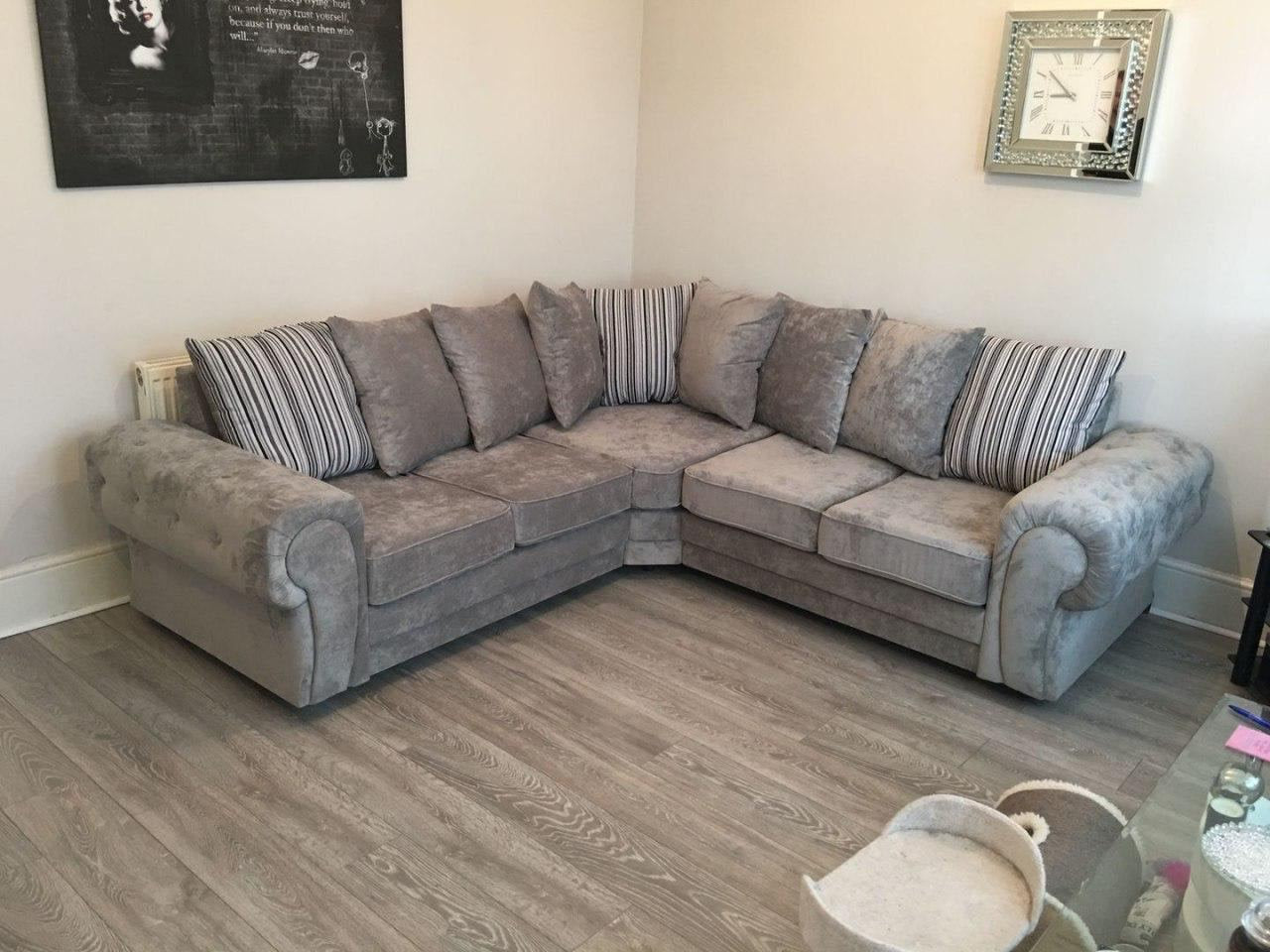 Verona Large Corner Scatter Back Sofa Grey
