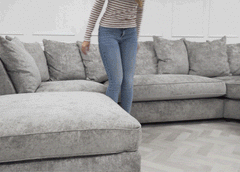 Bishop Luxe Soft Chenille U-Shape Scatter Back Sofa (Grey)